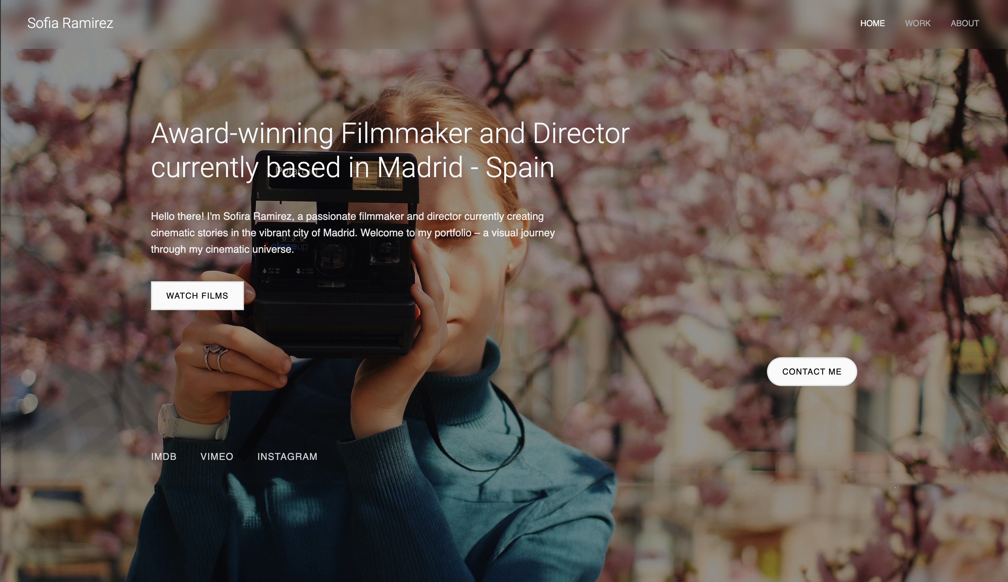 Framekit filmmaker portfolio with cinematic video presentation