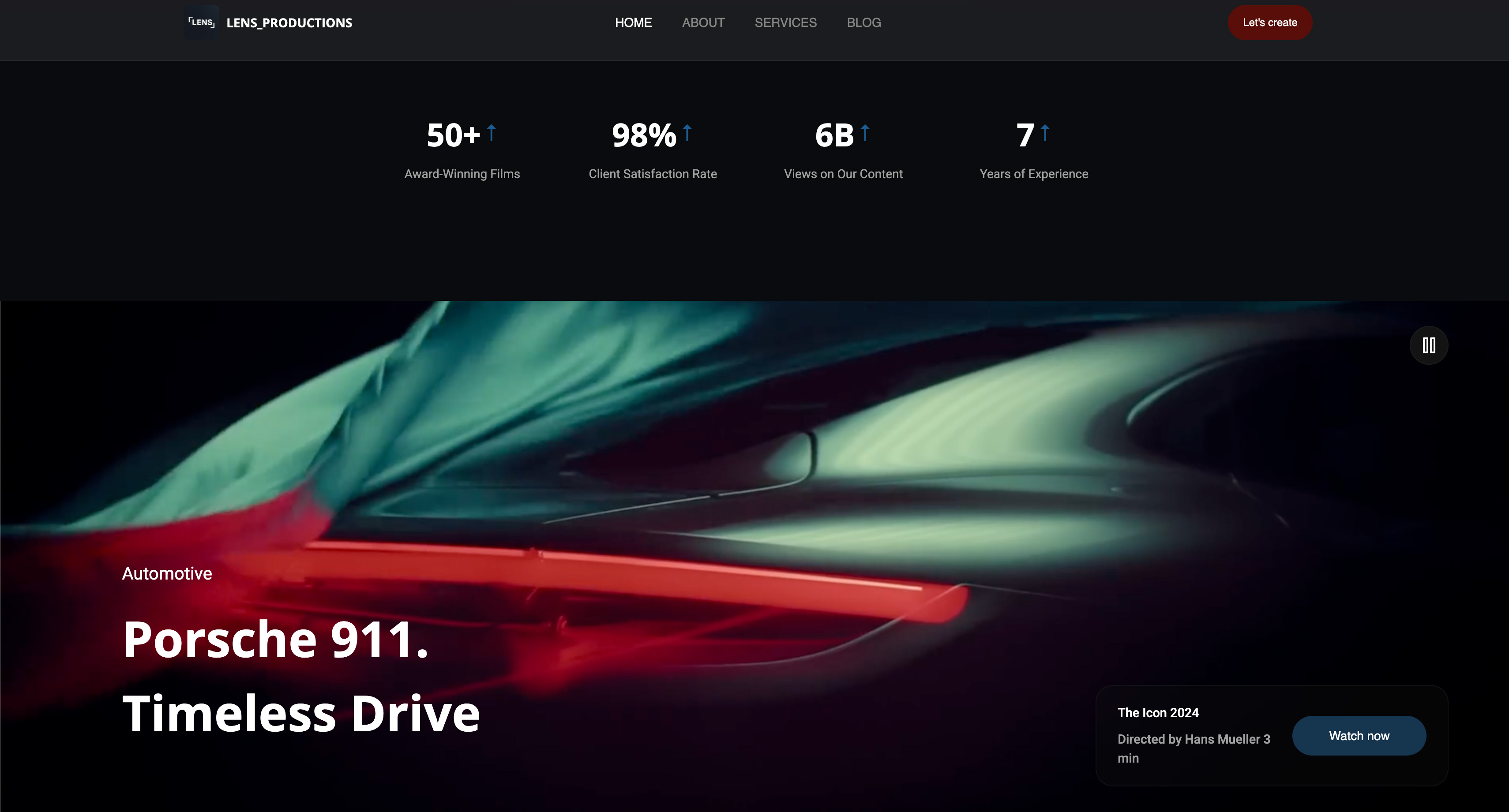Framekit production company portfolio with professional video showcase