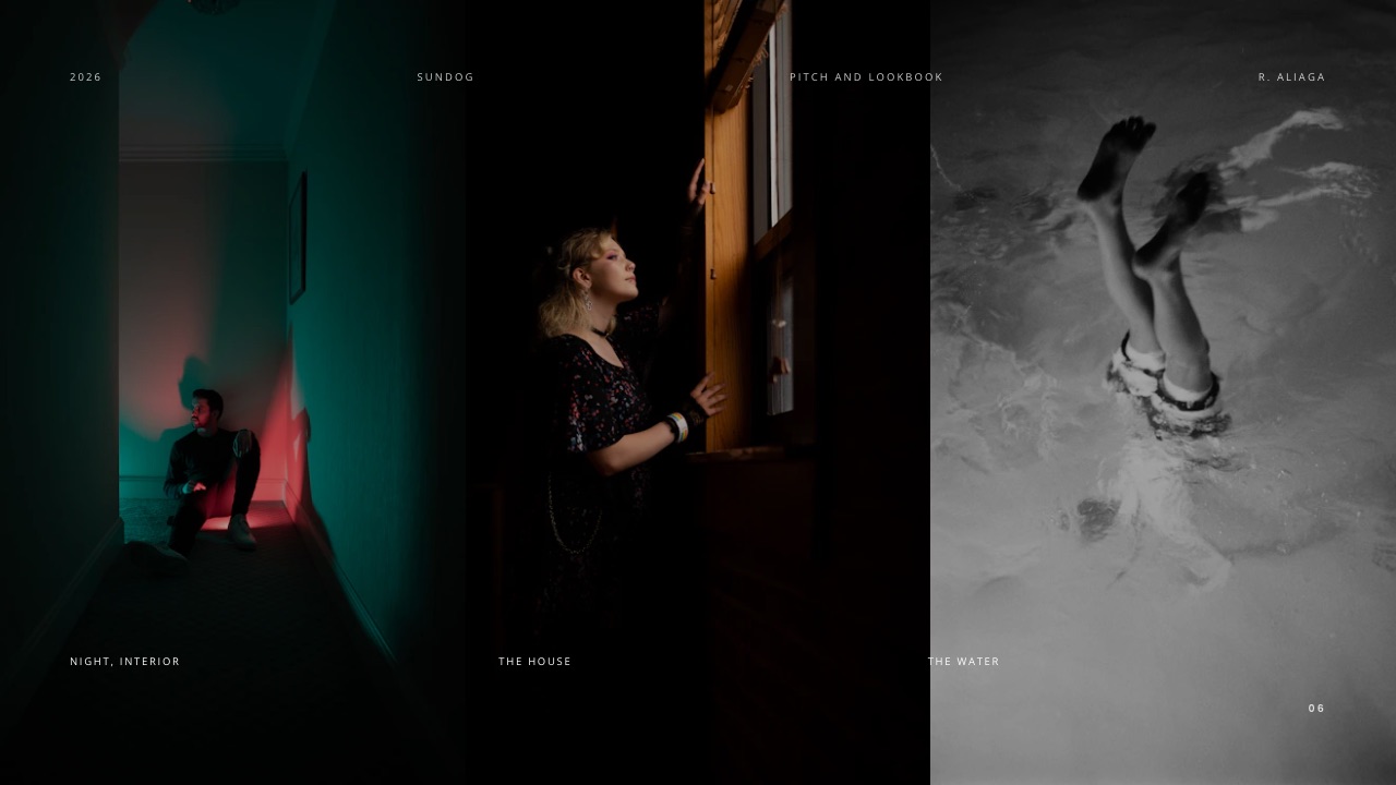 A lookbook slide from a Framekit film pitch template, the kind of image-led page the free deck tool builds.