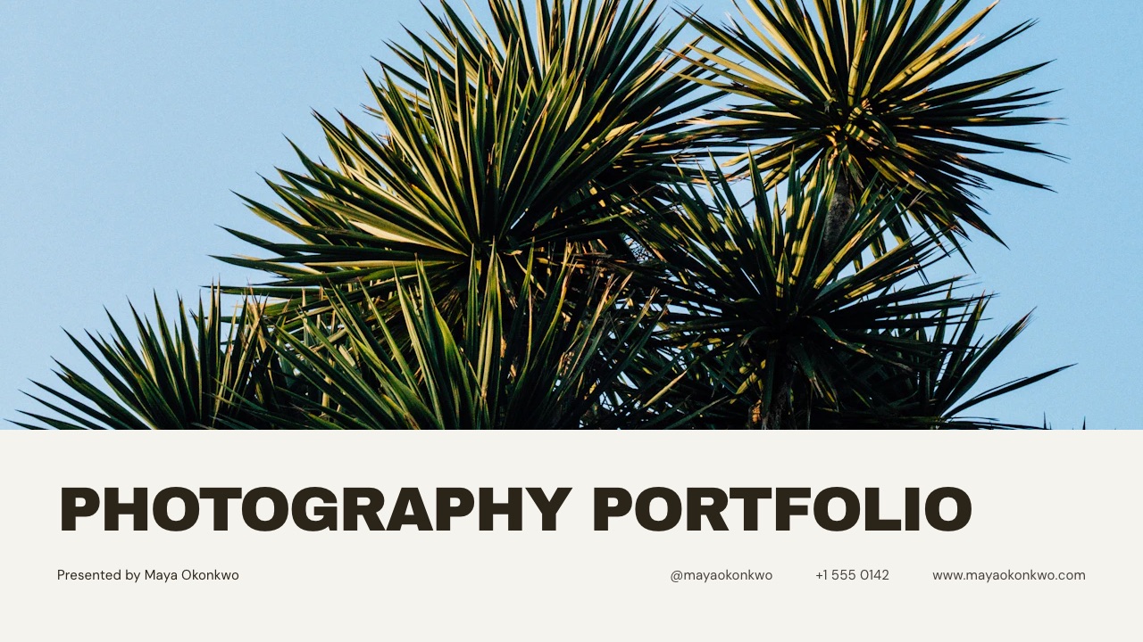 The cover of a Framekit photography portfolio book template, the deck a photographer sends to win commissioned work.